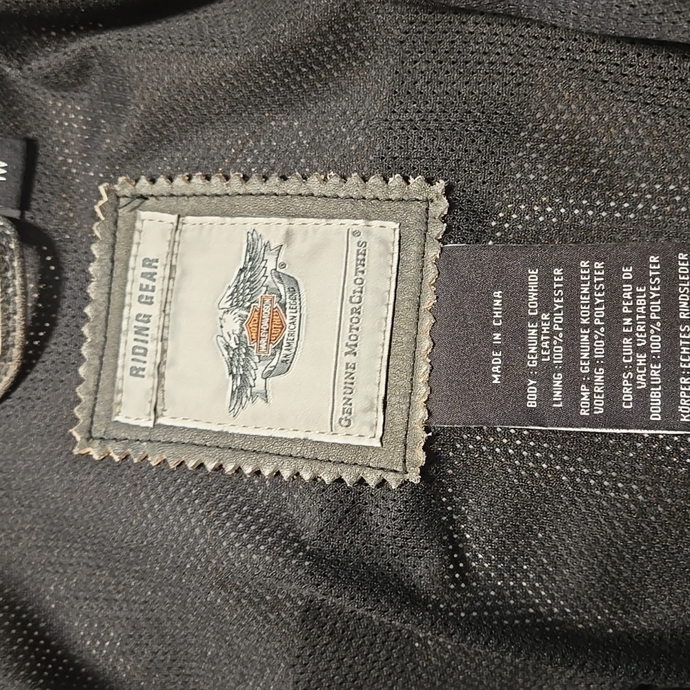 Harley-Davidson Leather Jacket Size 1W Unique Distressed Black Yellow Ivory - Picture 11 of 15